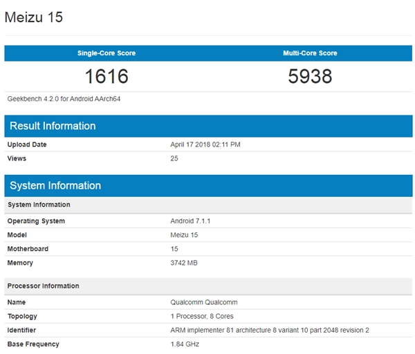 魅族15現(xiàn)身GeekBench 想知道的全都有