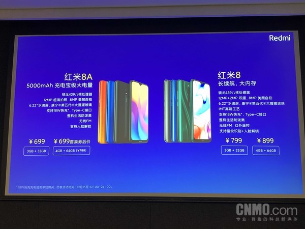 Redmi 8/8A正式發(fā)布：5000mAh電池18W快充699元起