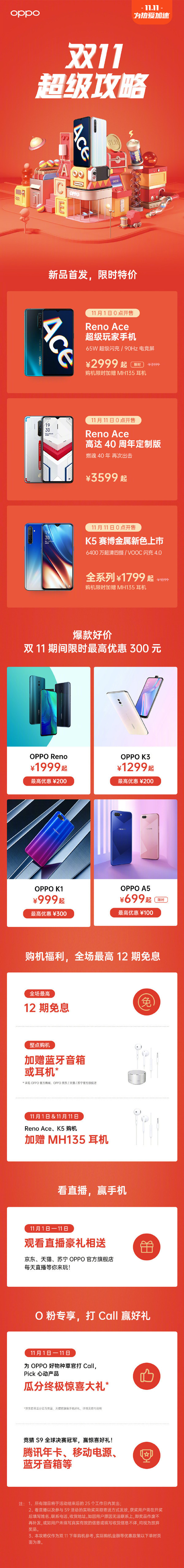 OPPO雙11購(gòu)機(jī)攻略來(lái)襲 Reno Ace限時(shí)降200/2999元起